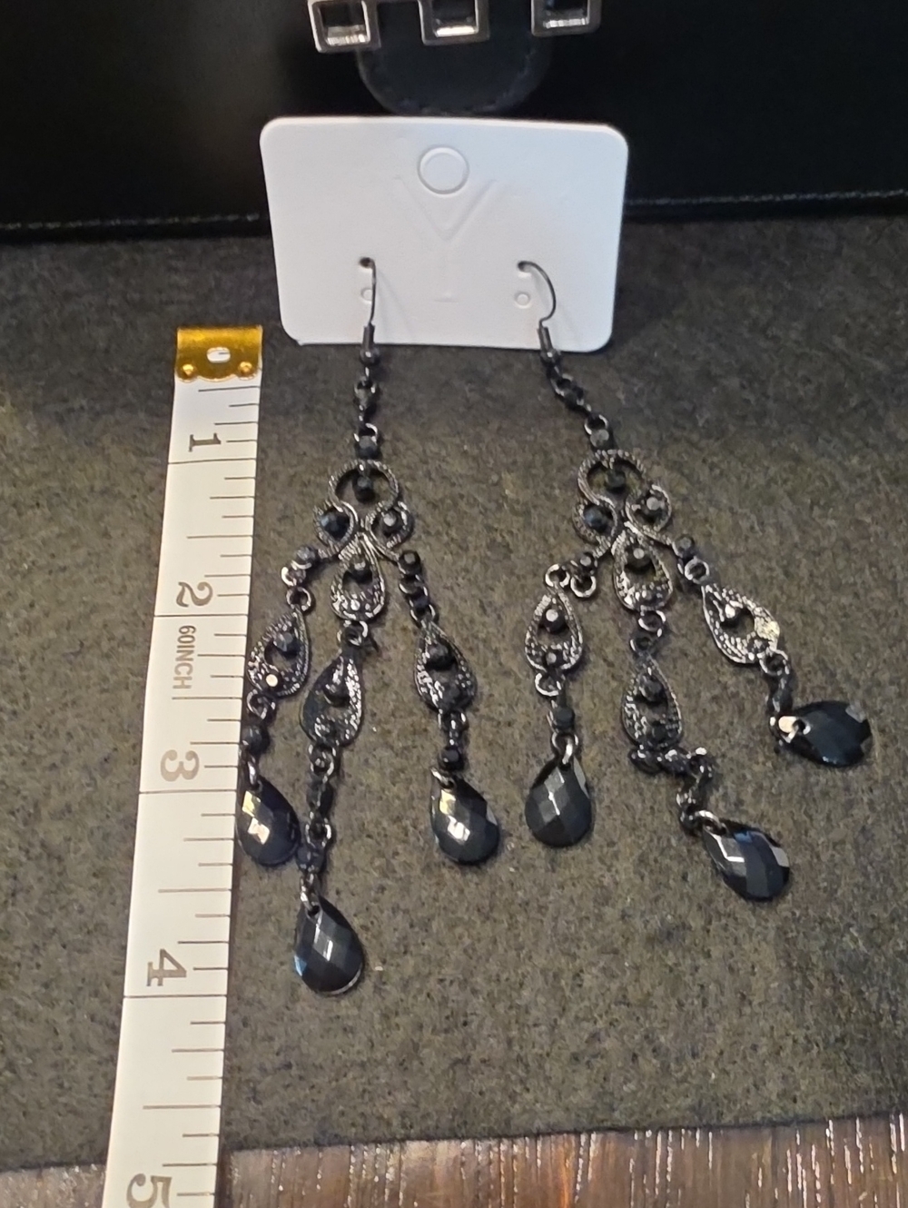 Elegant Black Chandelier Drop Earrings - Women Jewelry